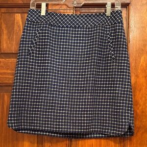 Talbots Navy and Cream Checkered Pencil Skirt